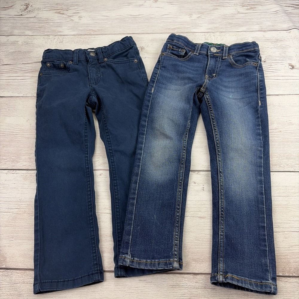 Lot of 2 Levi's 511 Slim/Reg Boy's 5 Blue Denim Jeans‎ Pants Adjustable Waist